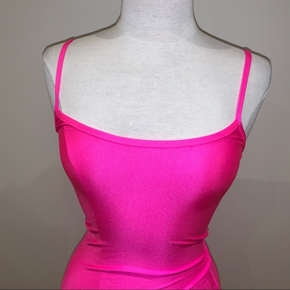 MINI DRESS • Neon Pink Spandex Mini Dress - Picture 3 of 5